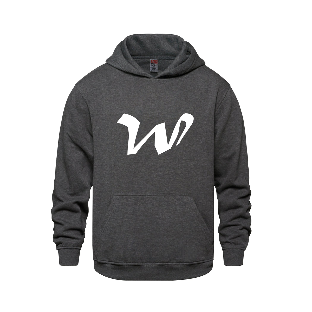 Alphabet W Hoodie 9 inch calligraphy White ink, Charcoal