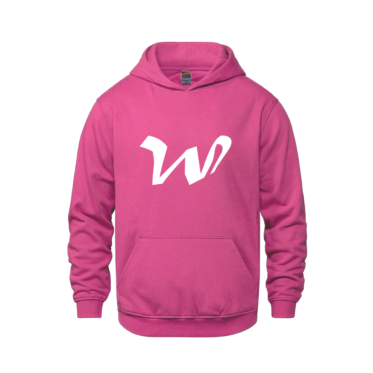 Alphabet W Hoodie 9 inch calligraphy White ink, Heliconia