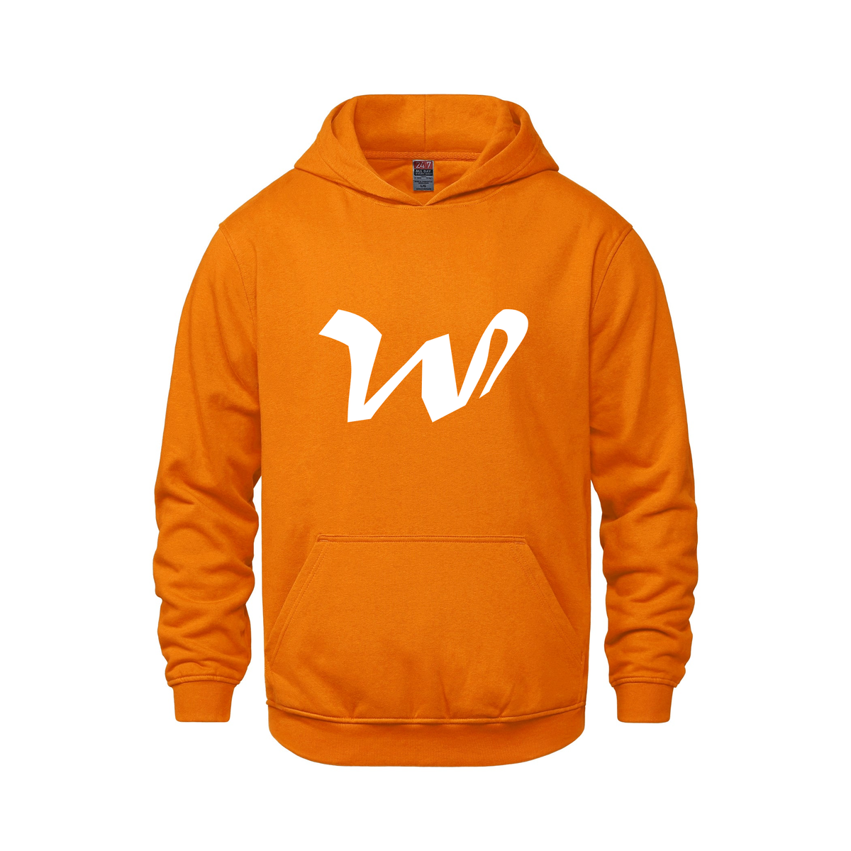 Alphabet W Hoodie 9 inch calligraphy White ink, Orange