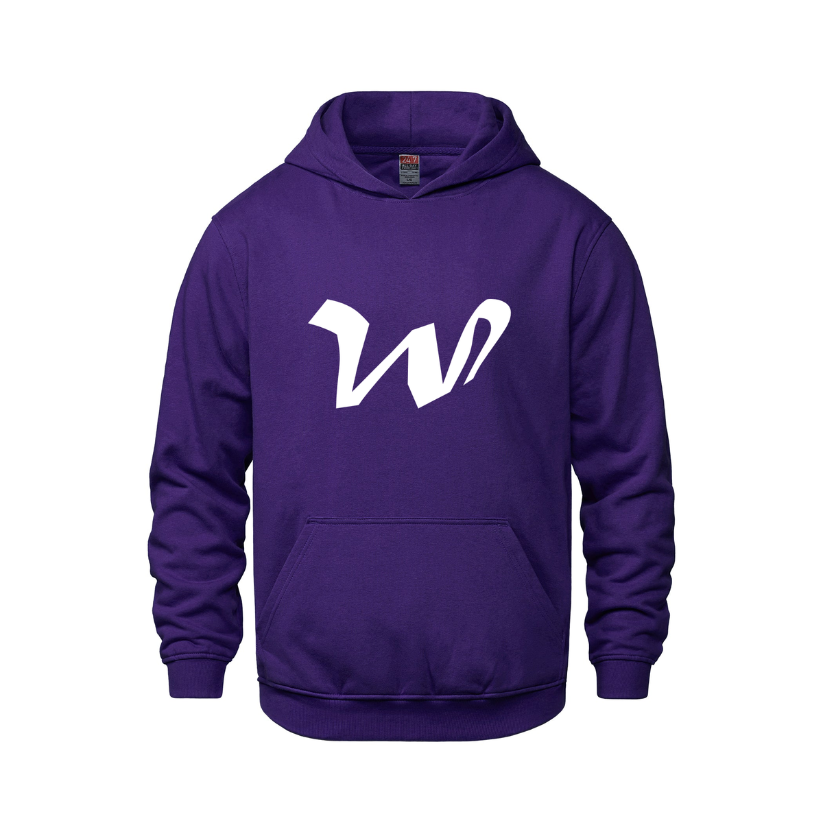 Alphabet W Hoodie 9 inch calligraphy White ink, Purple