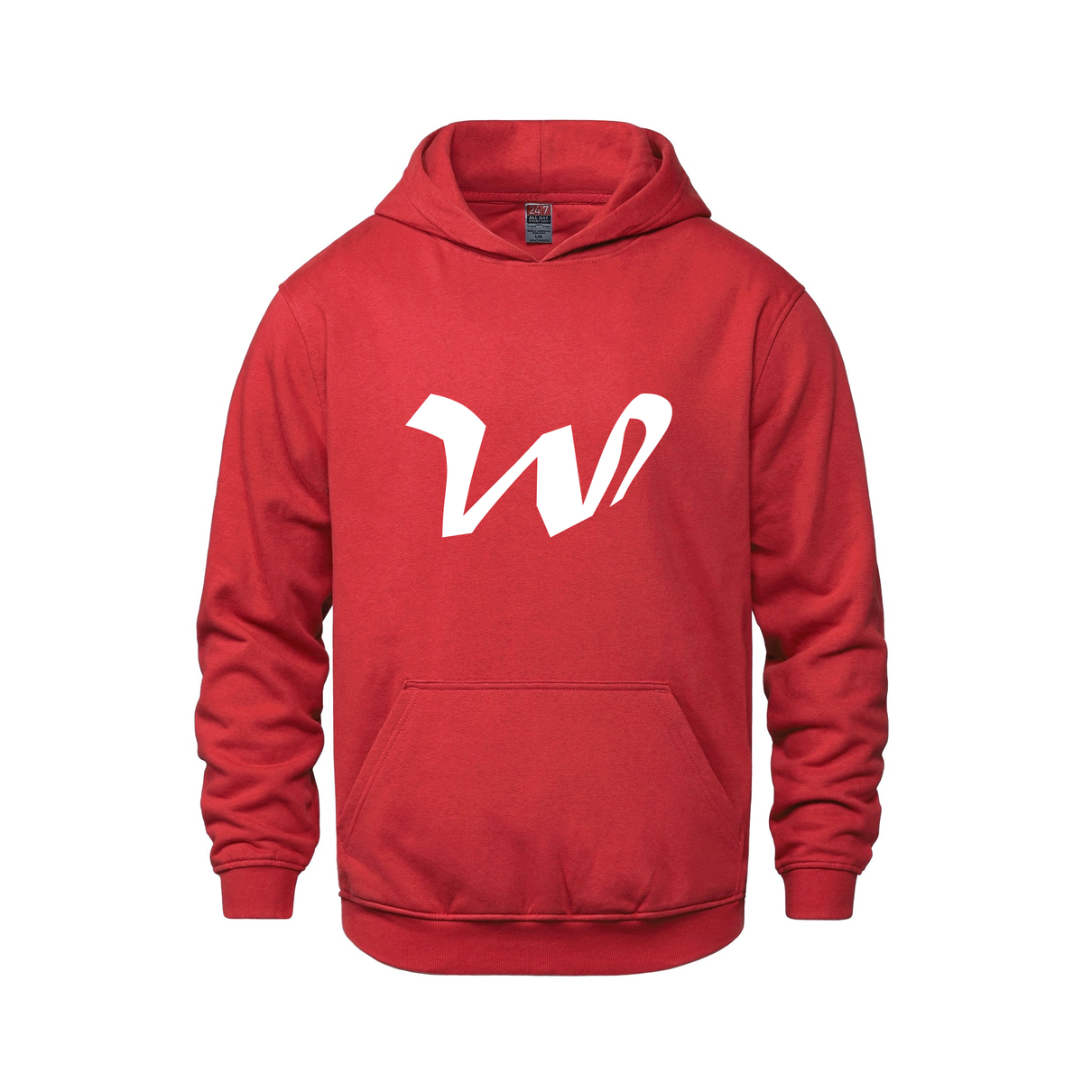 Alphabet W Hoodie 9 inch calligraphy White ink, Red