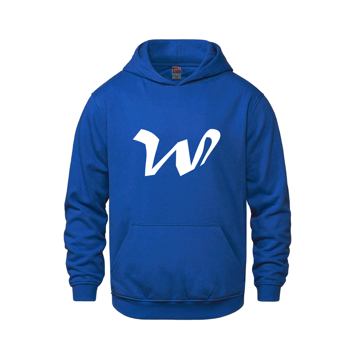 Alphabet W Hoodie 9 inch calligraphy White ink, Royal