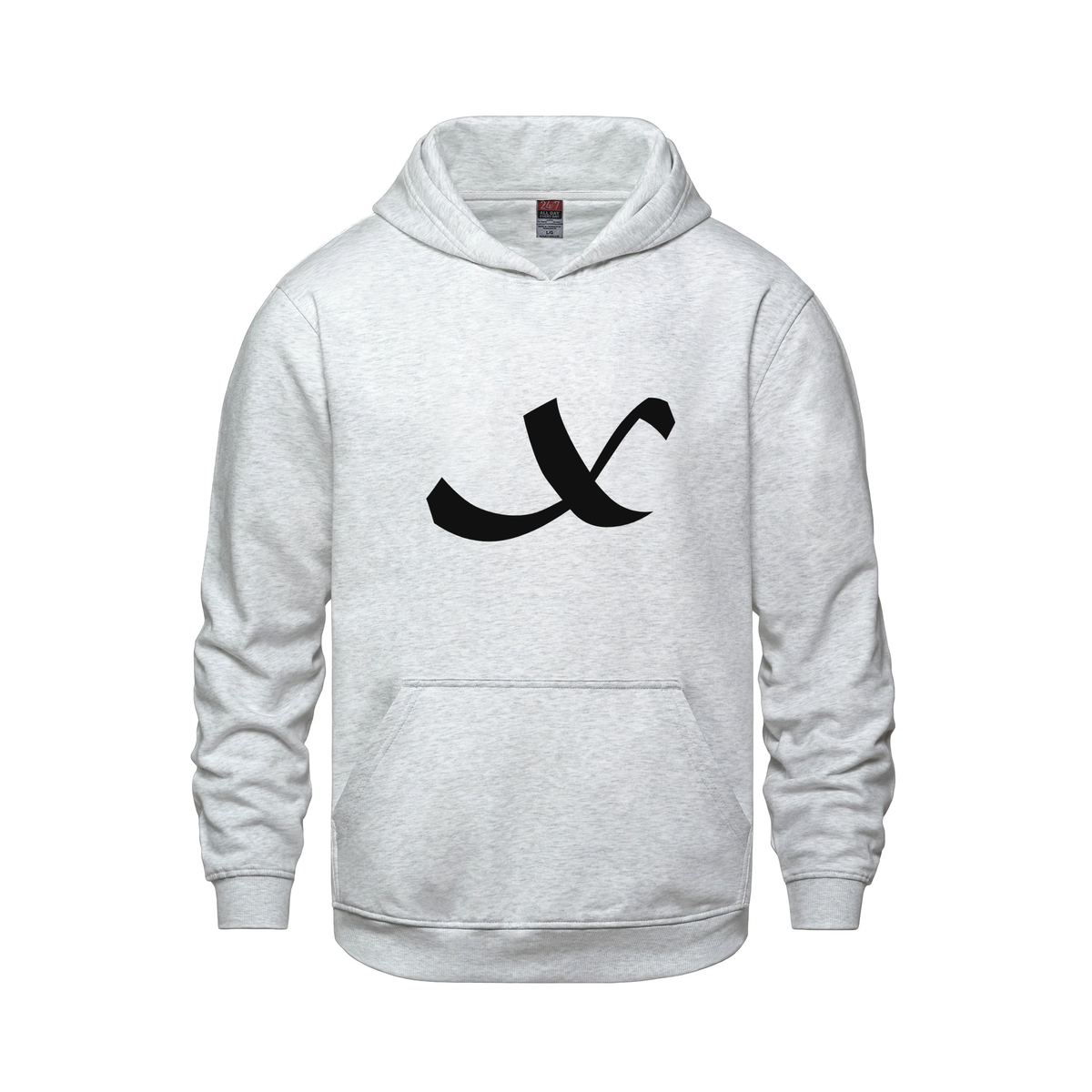 Alphabet X Hoodie 9 inch calligraphy Black ink, Ash