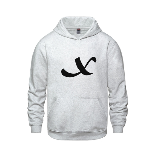 Alphabet X Hoodie 9 inch calligraphy Black ink, Ash