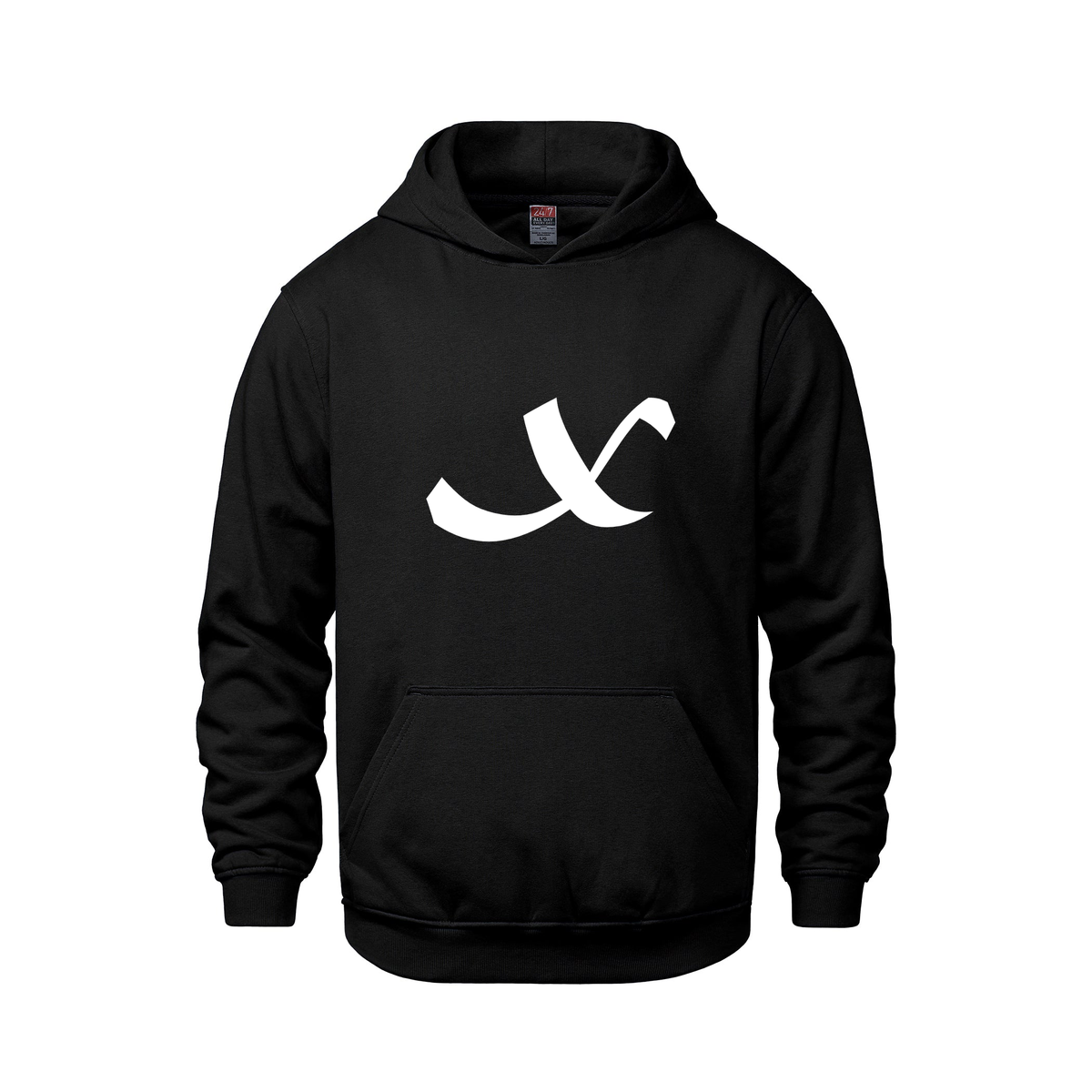 Alphabet X Hoodie 9 inch calligraphy White ink, Black