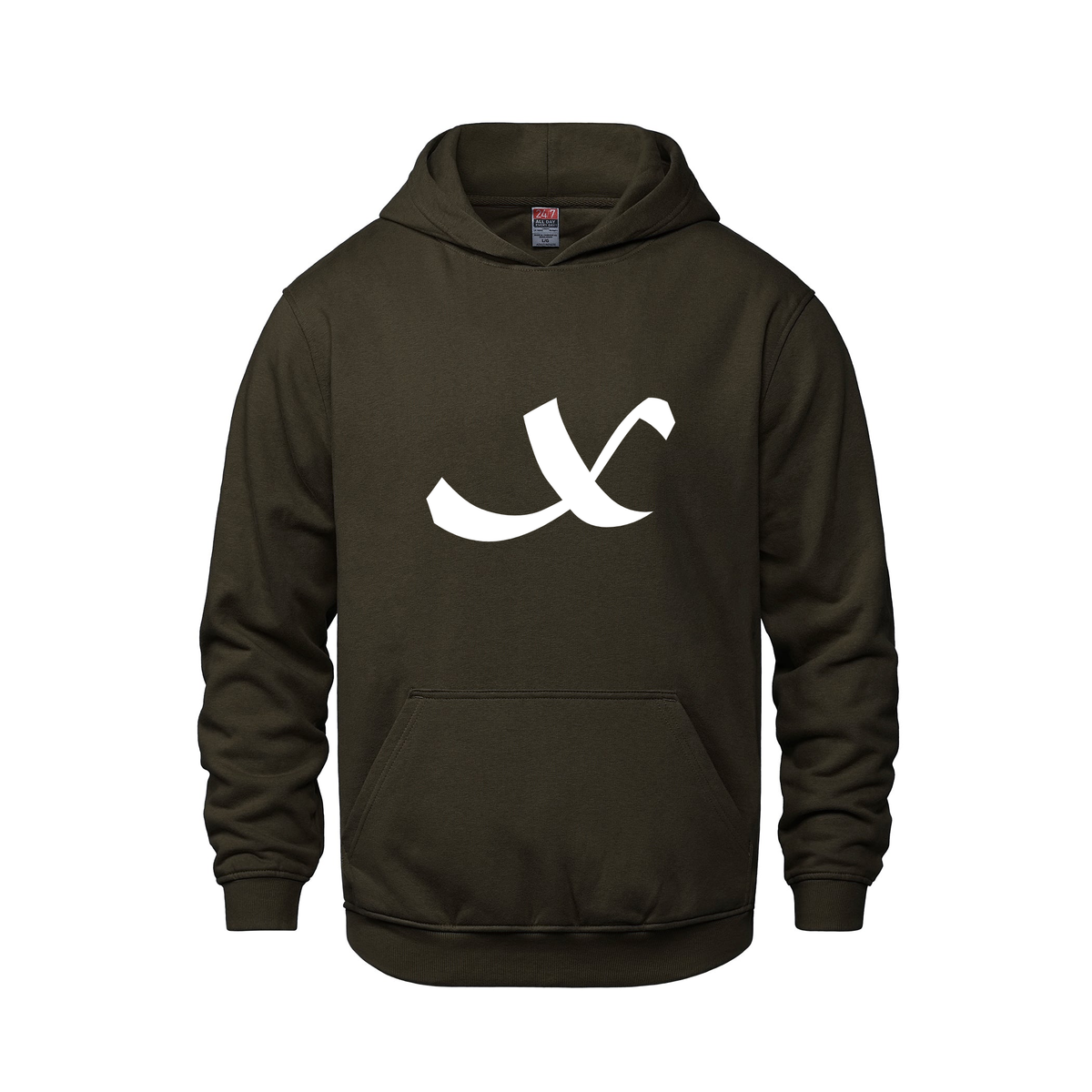 Alphabet X Hoodie 9 inch calligraphy White ink, Brown
