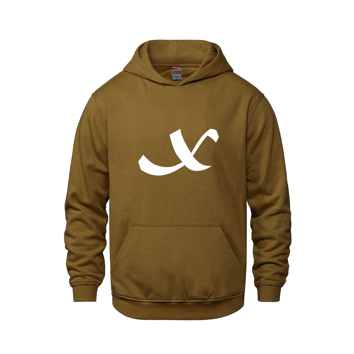 Alphabet X Hoodie 9 inch calligraphy White ink, Caramel