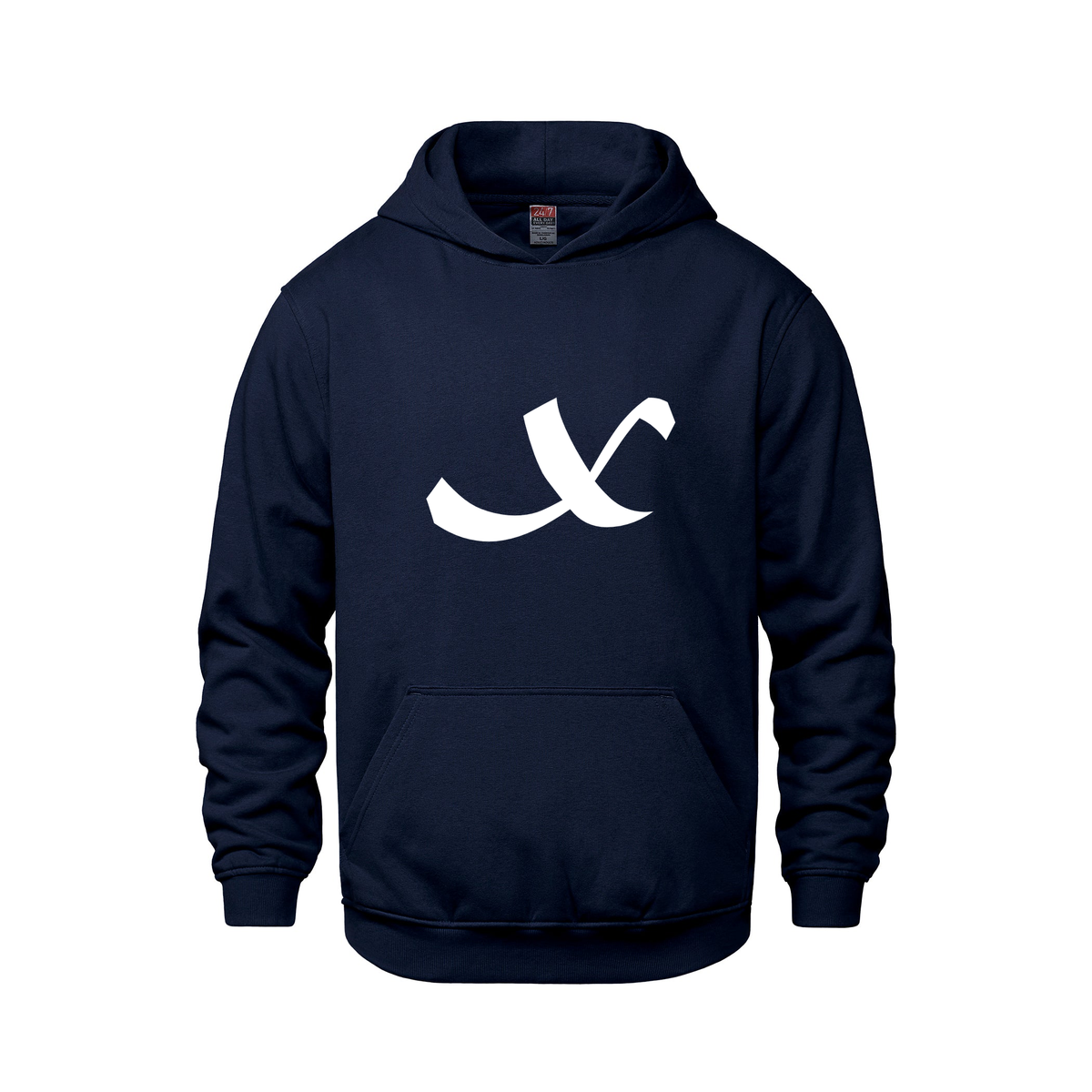 Alphabet X Hoodie 9 inch calligraphy White ink, Navy
