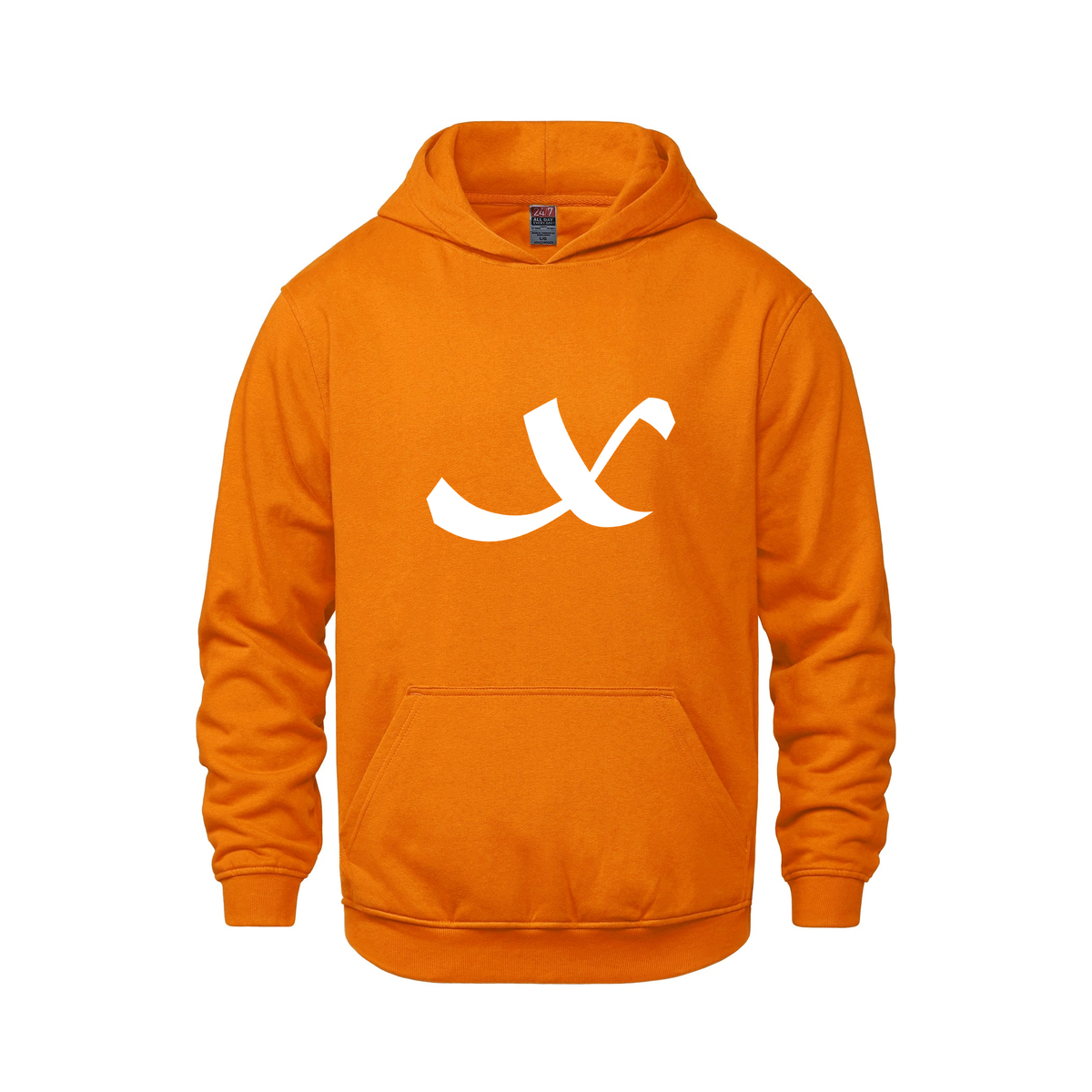 Alphabet X Hoodie 9 inch calligraphy White ink, Orange