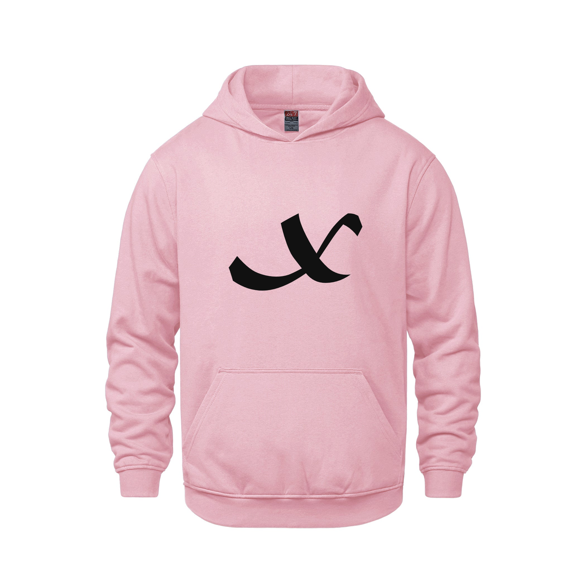 Alphabet X Hoodie 9 inch calligraphy Black ink, Pink