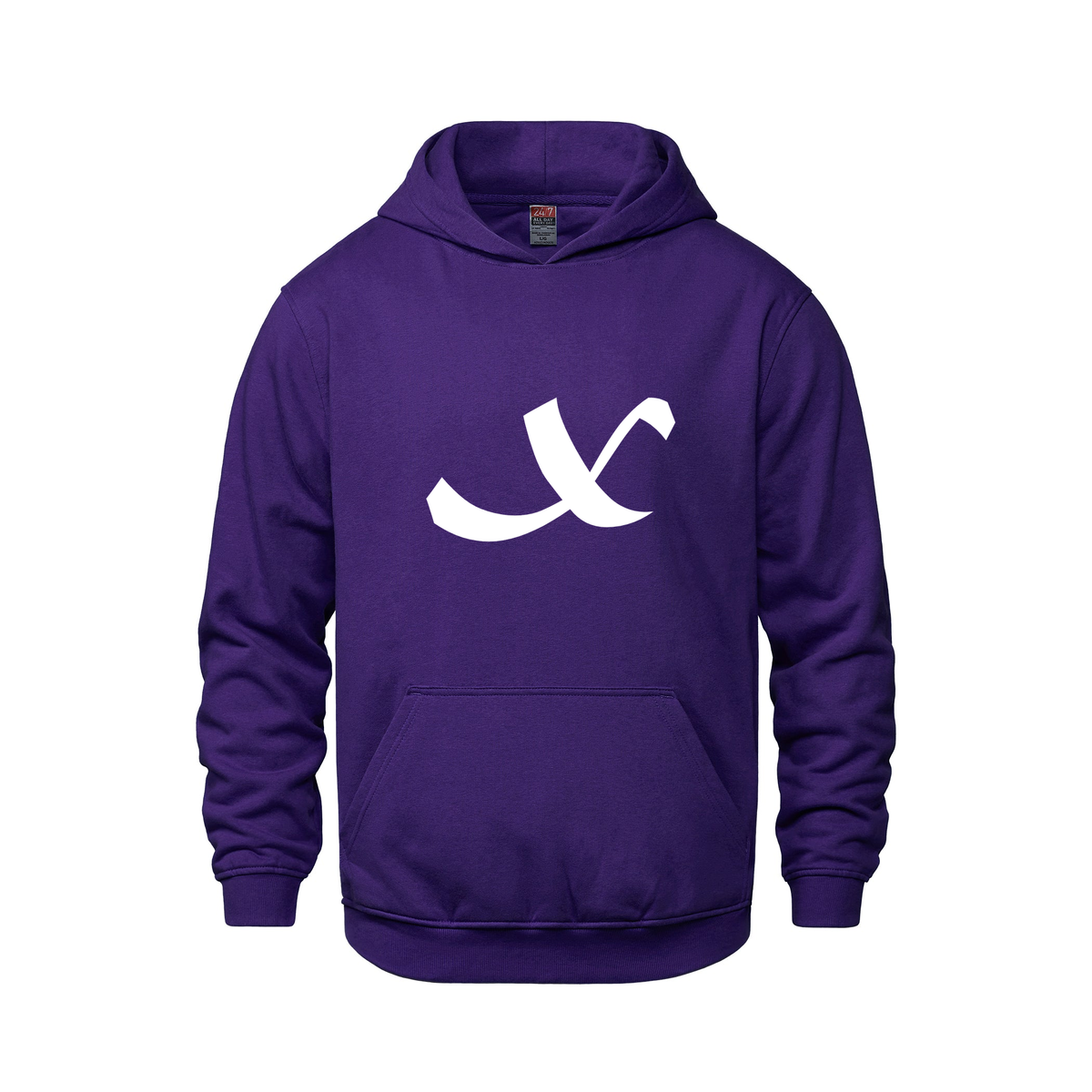 Alphabet X Hoodie 9 inch calligraphy White ink, Purple