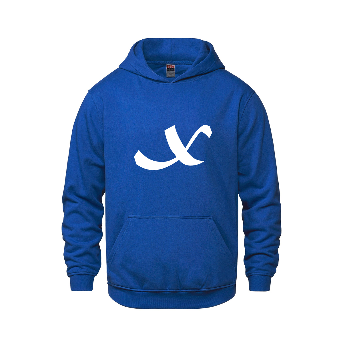 Alphabet X Hoodie 9 inch calligraphy White ink, Royal