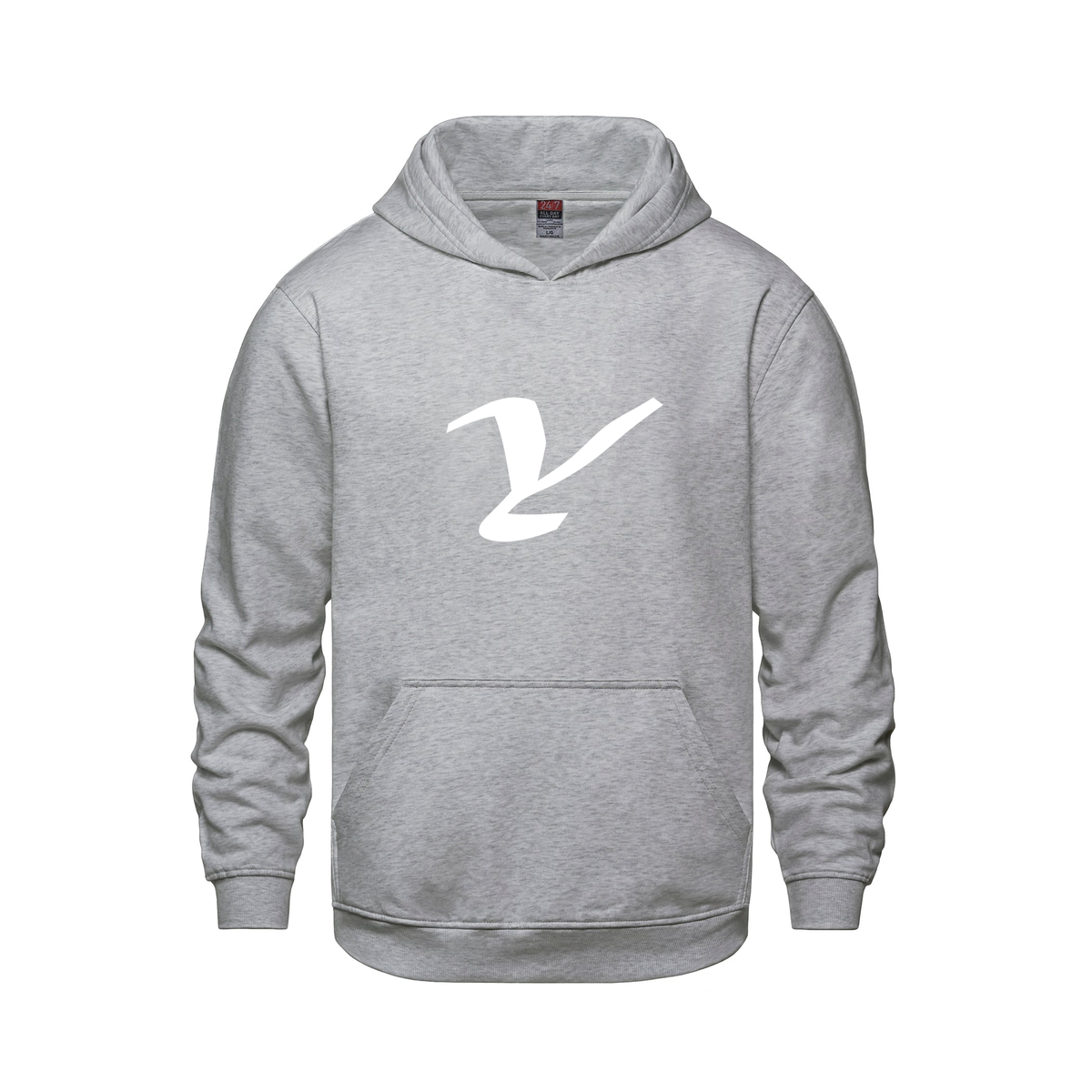 Alphabet Y Hoodie 9 inch calligraphy White ink, Athletic Grey