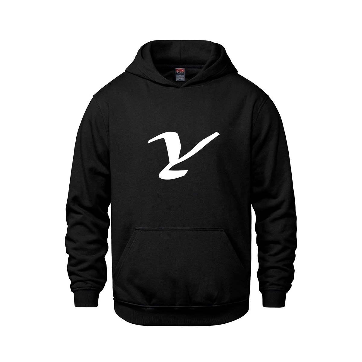 Alphabet Y Hoodie 9 inch calligraphy White ink, Black