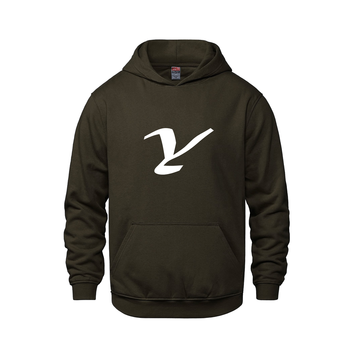 Alphabet Y Hoodie 9 inch calligraphy White ink, Brown