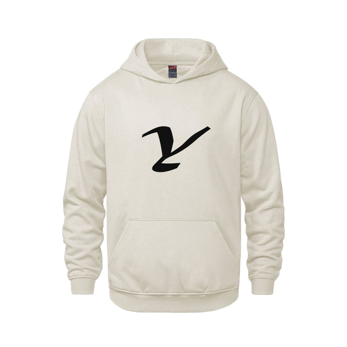 Alphabet Y Hoodie 9 inch calligraphy Black ink, Ivory