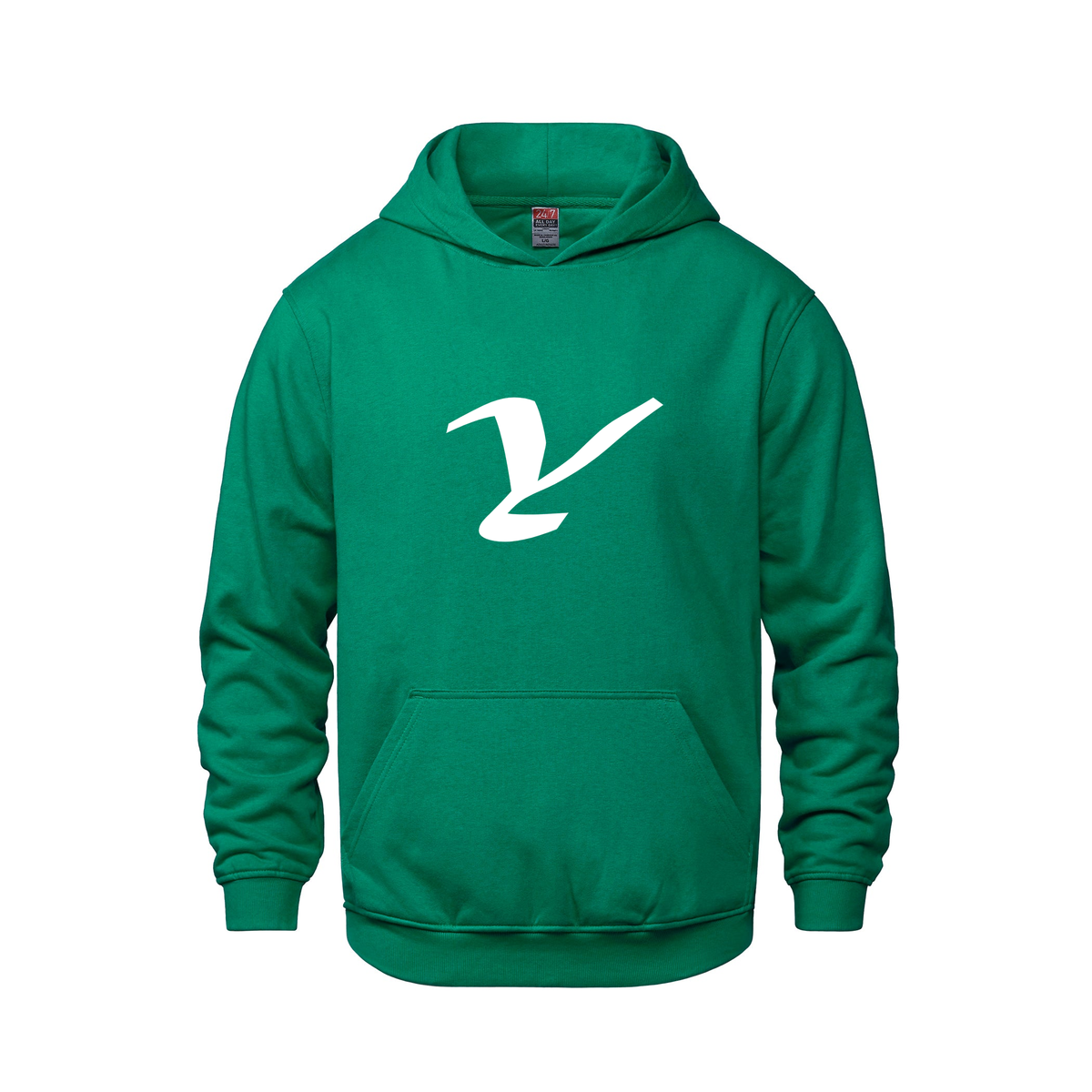 Alphabet Y Hoodie 9 inch calligraphy White ink, Kelly Green