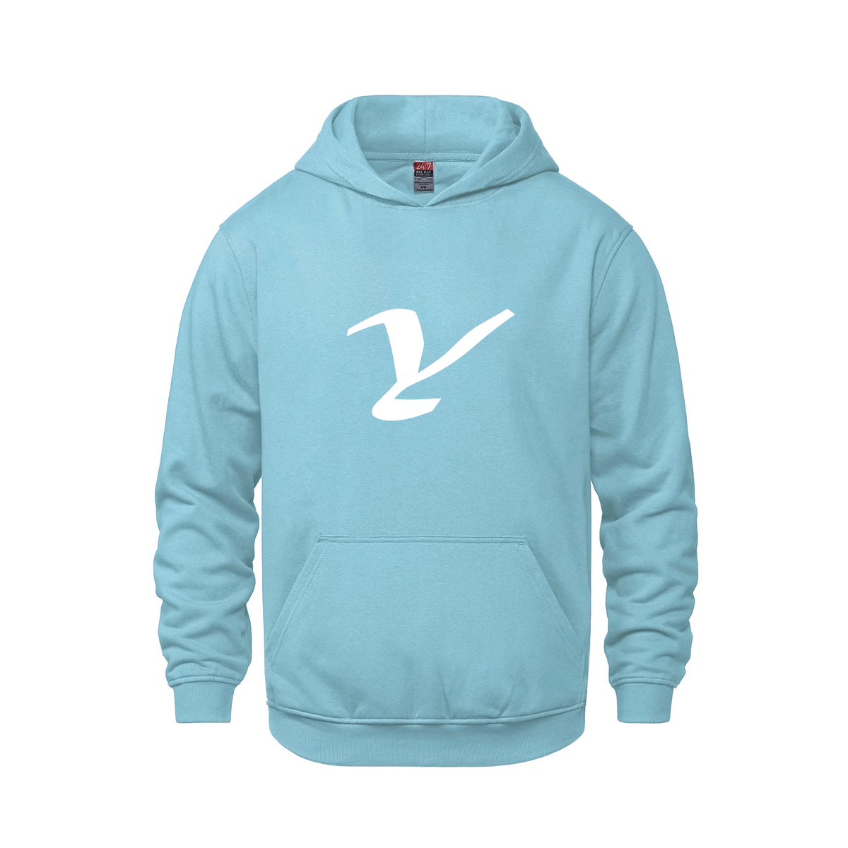 Alphabet Y Hoodie 9 inch calligraphy White ink, Light Blue