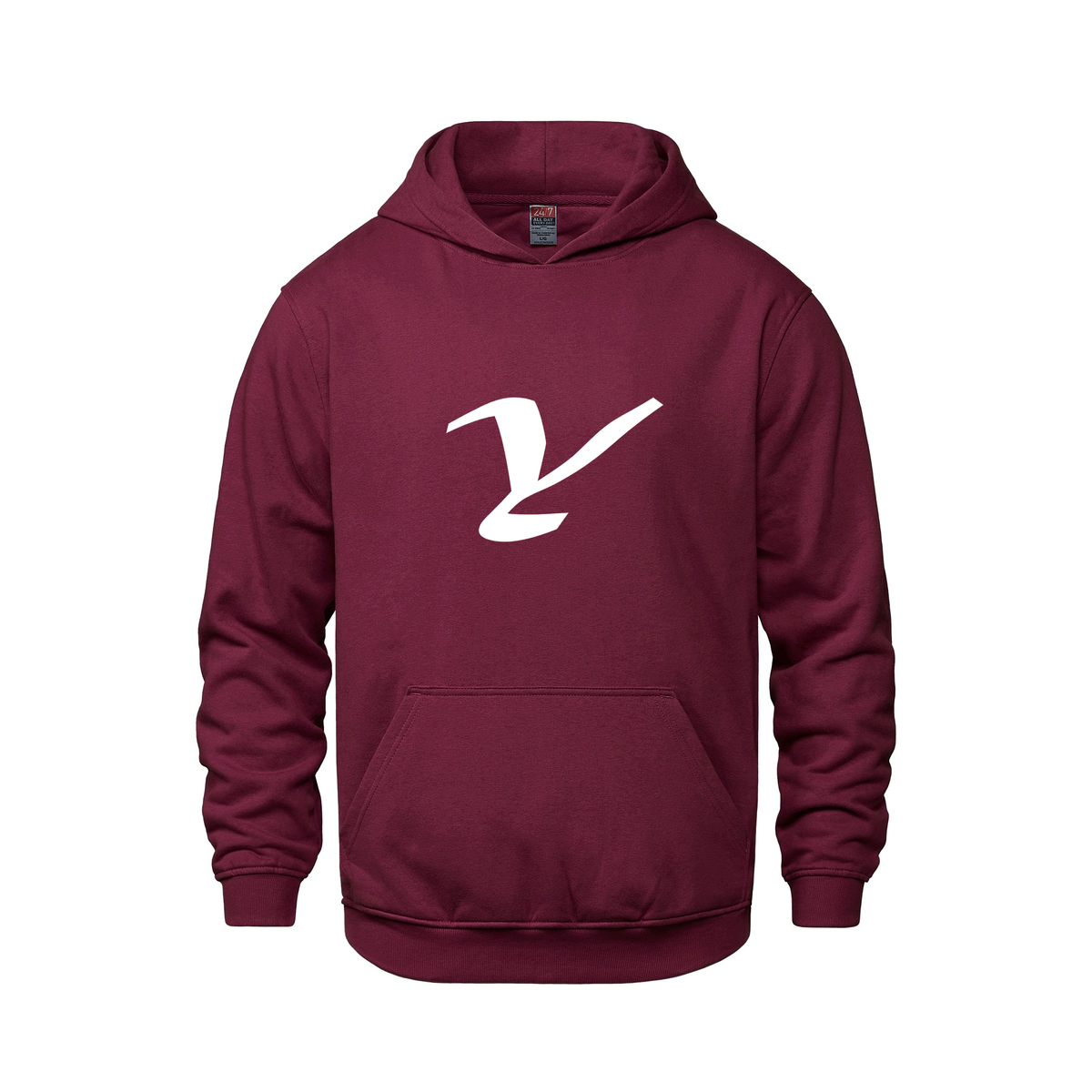 Alphabet Y Hoodie 9 inch calligraphy White ink, Maroon