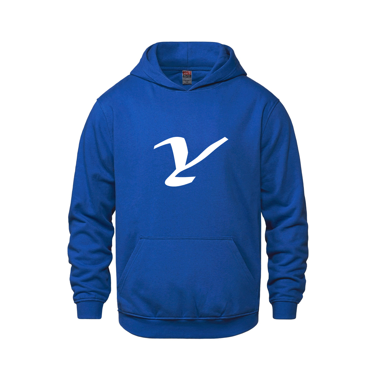 Alphabet Y Hoodie 9 inch calligraphy White ink, Royal