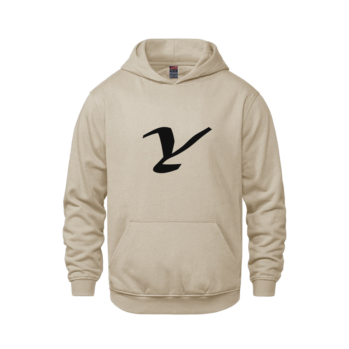 Alphabet Y Hoodie 9 inch calligraphy Black ink, Sand