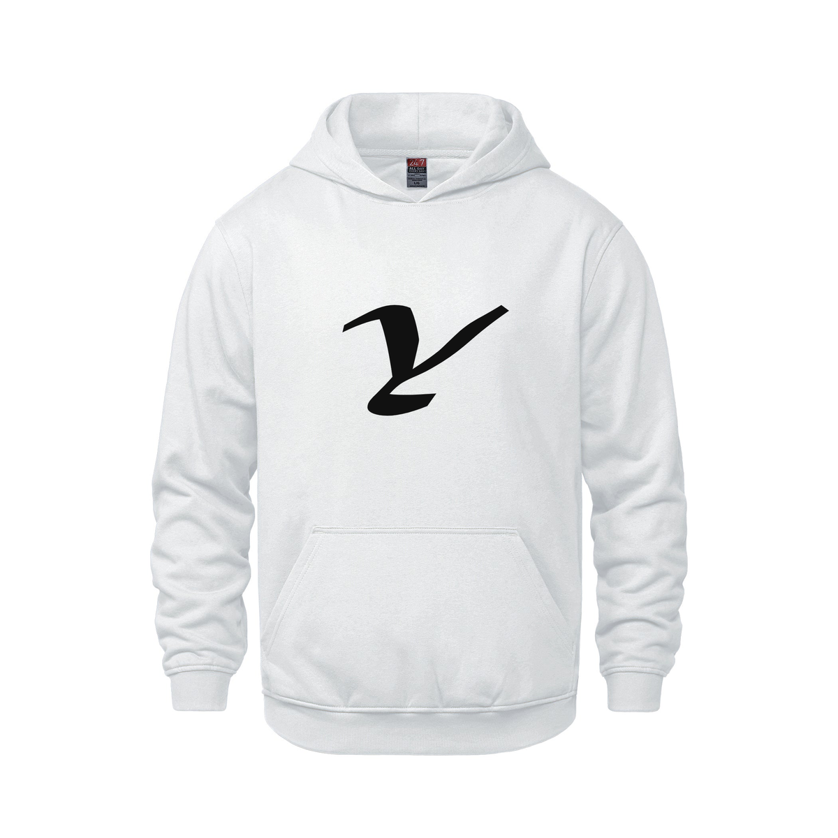 Alphabet Y Hoodie 9 inch calligraphy Black ink, White