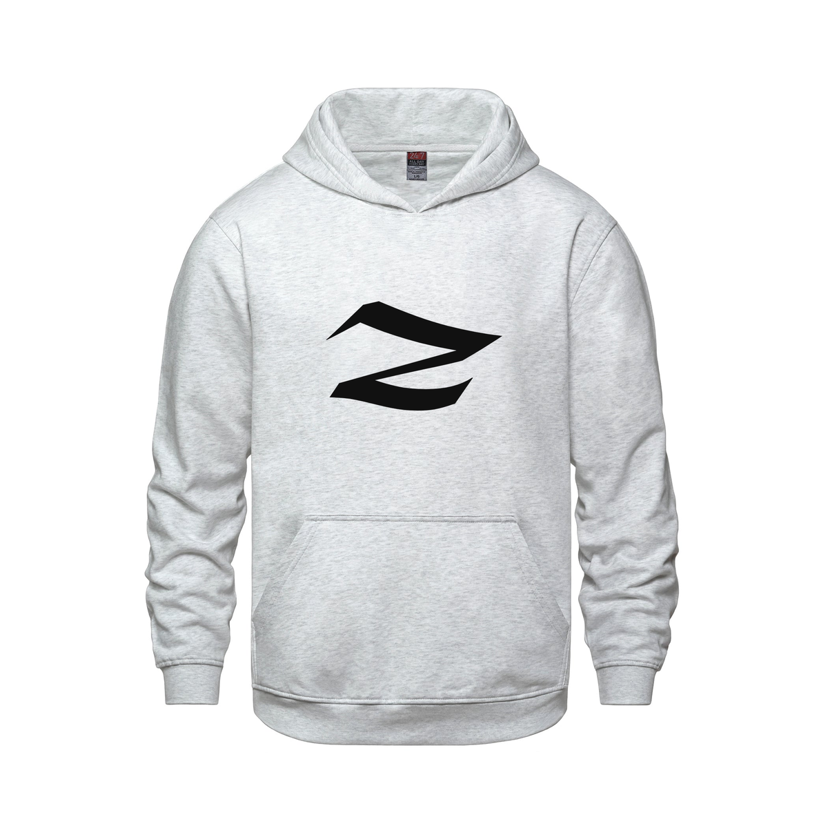 Alphabet Z Hoodie 9 inch calligraphy Black ink, Ash