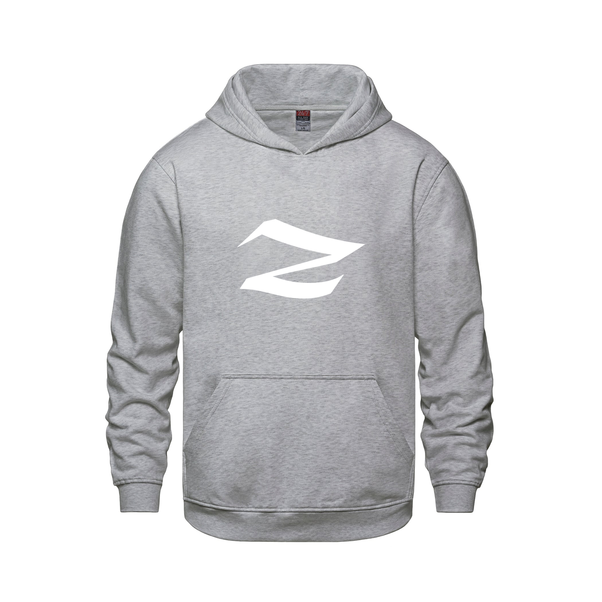 Alphabet Z Hoodie 9 inch calligraphy White ink, Athletic Grey