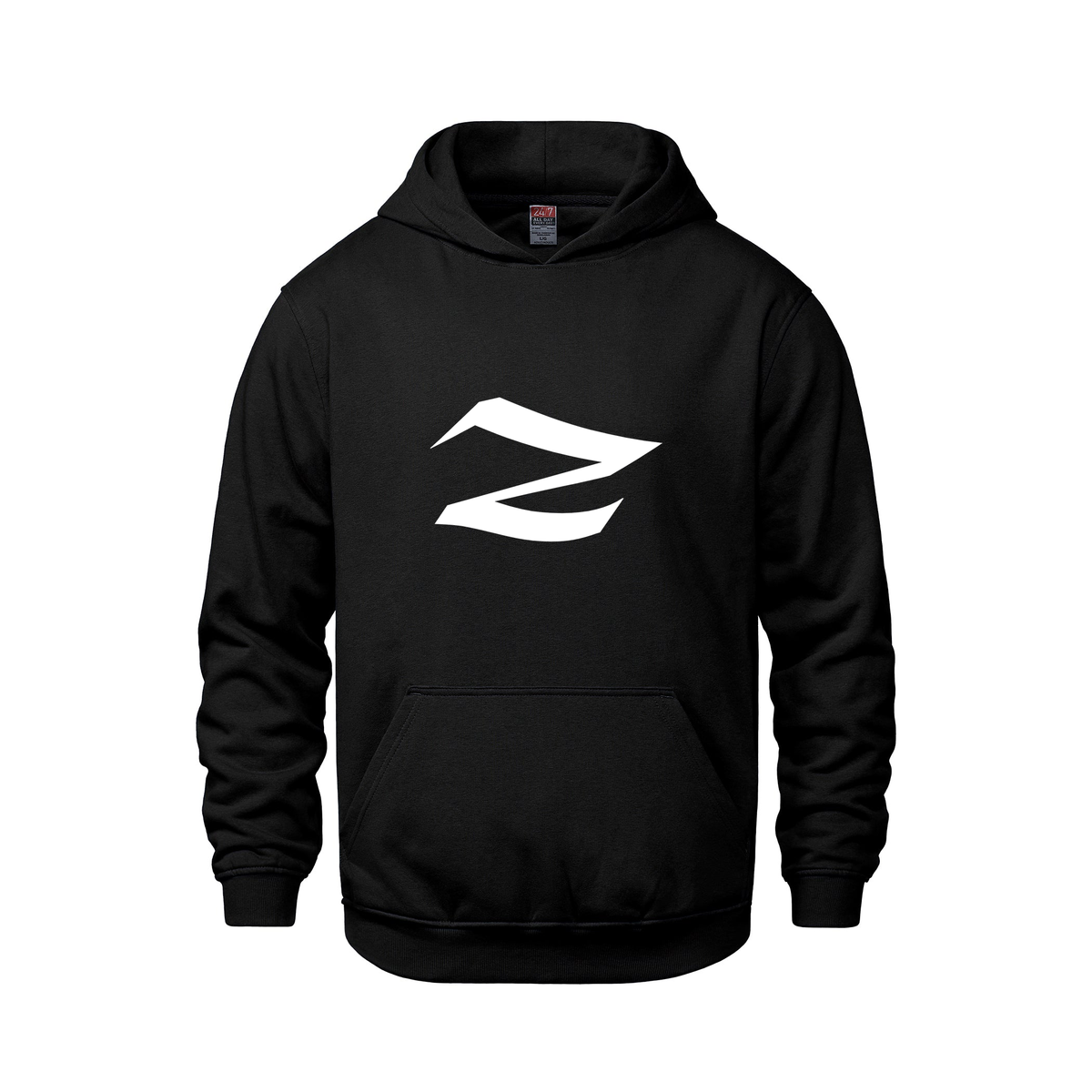 Alphabet Z Hoodie 9 inch calligraphy White ink, Black