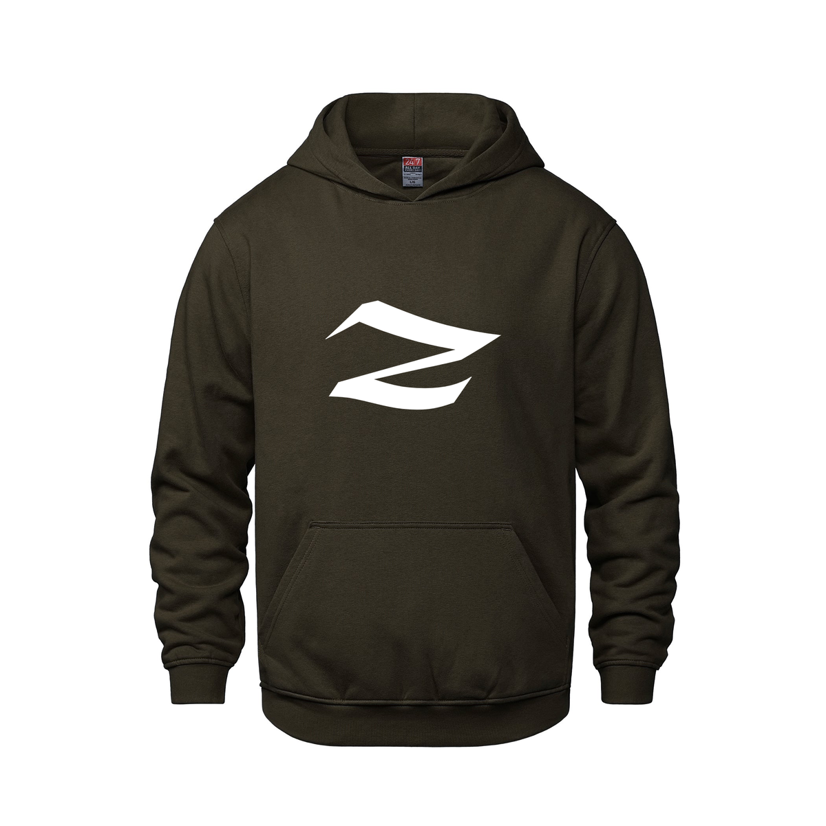 Alphabet Z Hoodie 9 inch calligraphy White ink, Brown