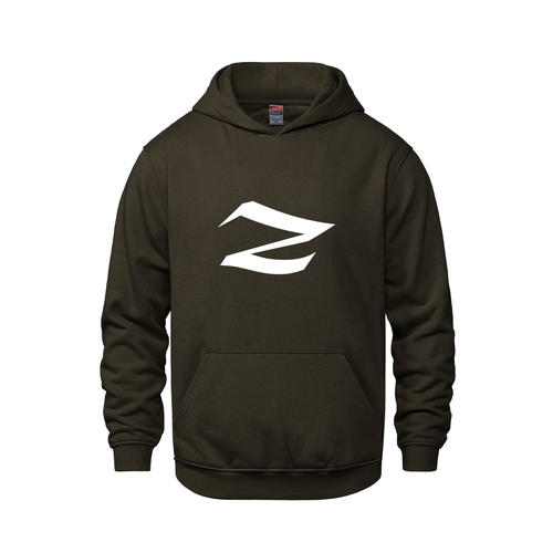 Alphabet Z Hoodie 9 inch calligraphy White ink, Brown