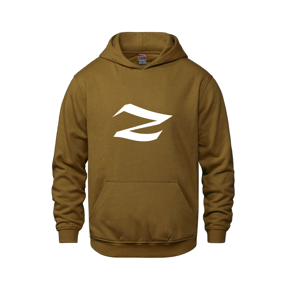 Alphabet Z Hoodie 9 inch calligraphy White ink, Caramel