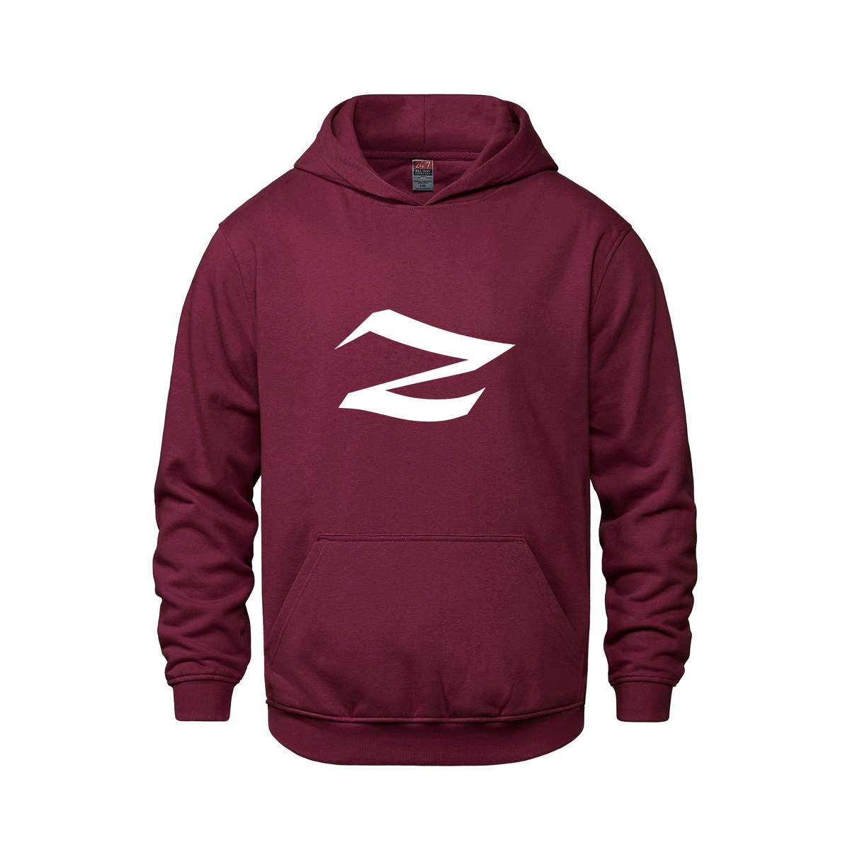 Alphabet Z Hoodie 9 inch calligraphy White ink, Maroon