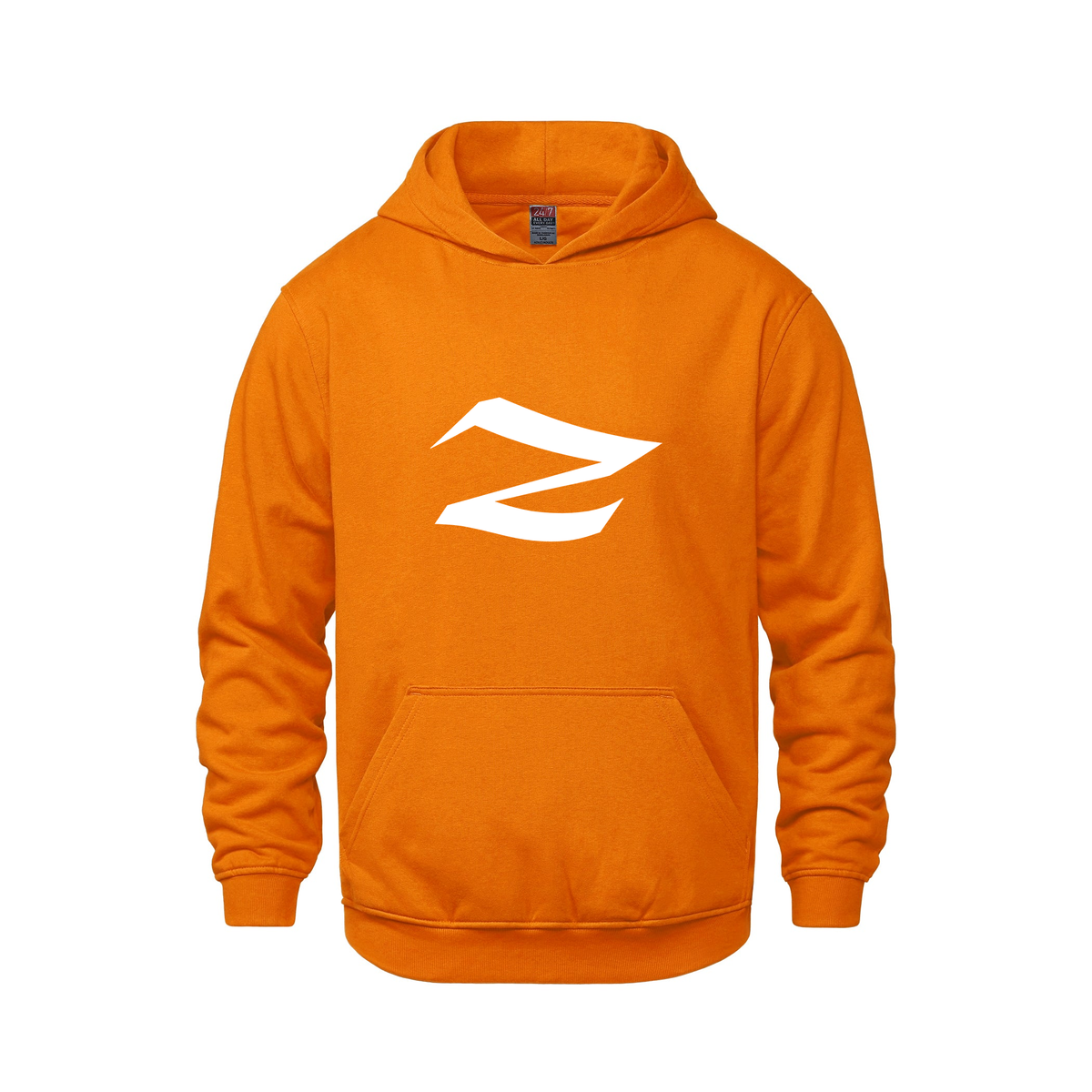 Alphabet Z Hoodie 9 inch calligraphy White ink, Orange