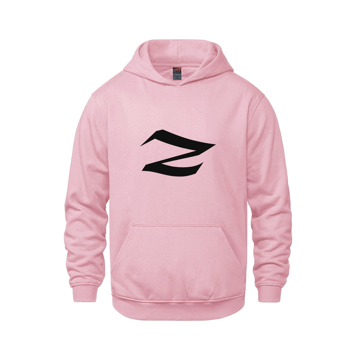 Alphabet Z Hoodie 9 inch calligraphy Black ink, Pink