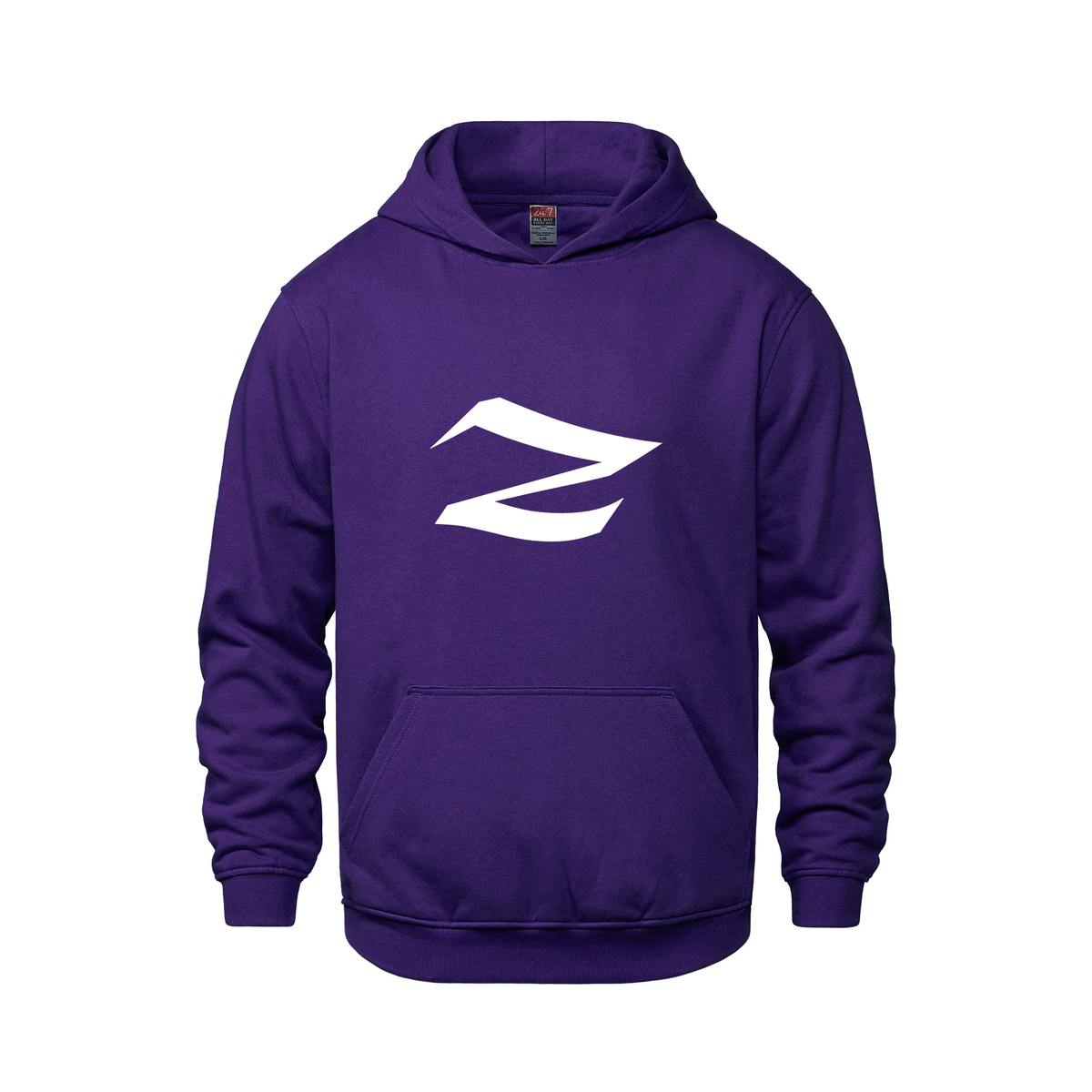 Alphabet Z Hoodie 9 inch calligraphy White ink, Purple