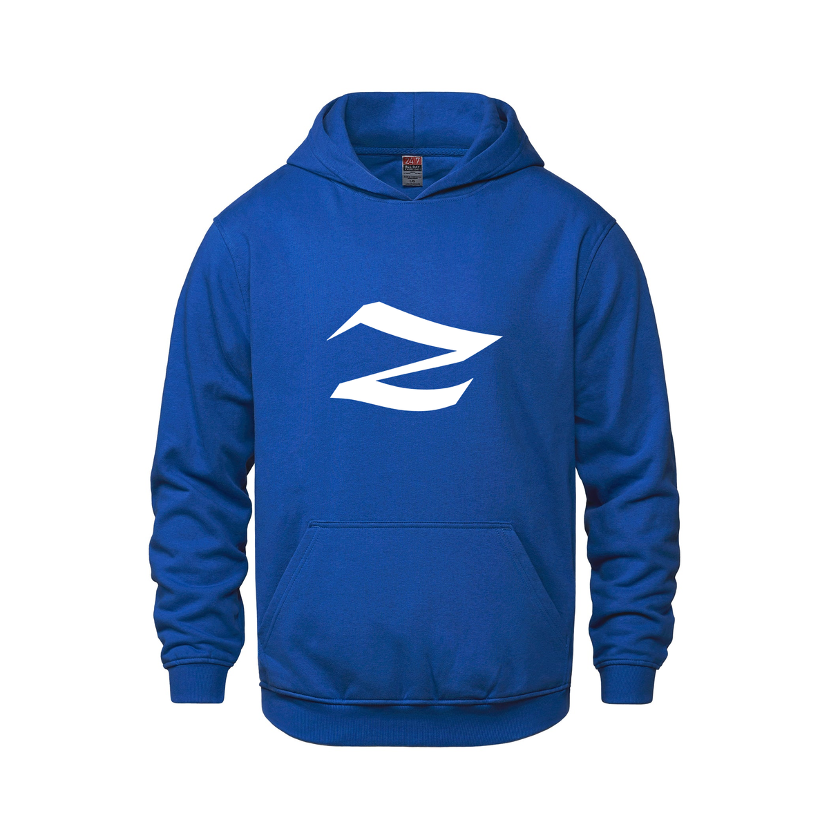 Alphabet Z Hoodie 9 inch calligraphy White ink, Royal