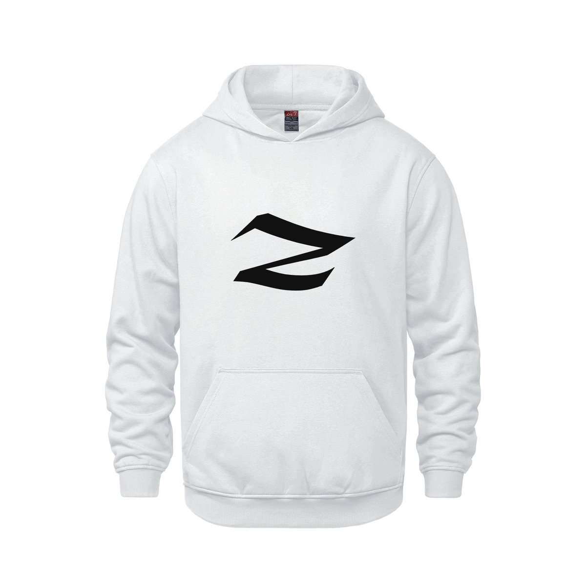 Alphabet Z Hoodie 9 inch calligraphy Black ink, White