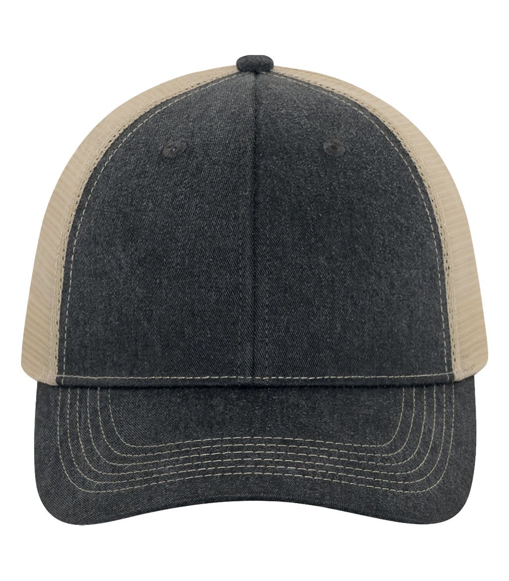 ATC C1322, Pigment Dyed Trucker Cap, Black/Crème