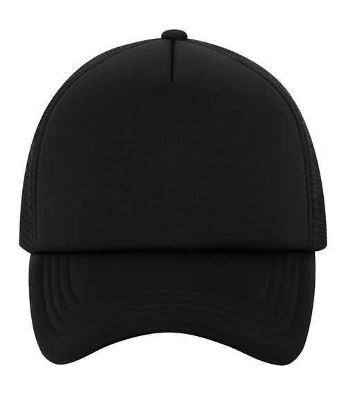 ATC C1327, 5-panel Foam Trucker Cap, Black/Black