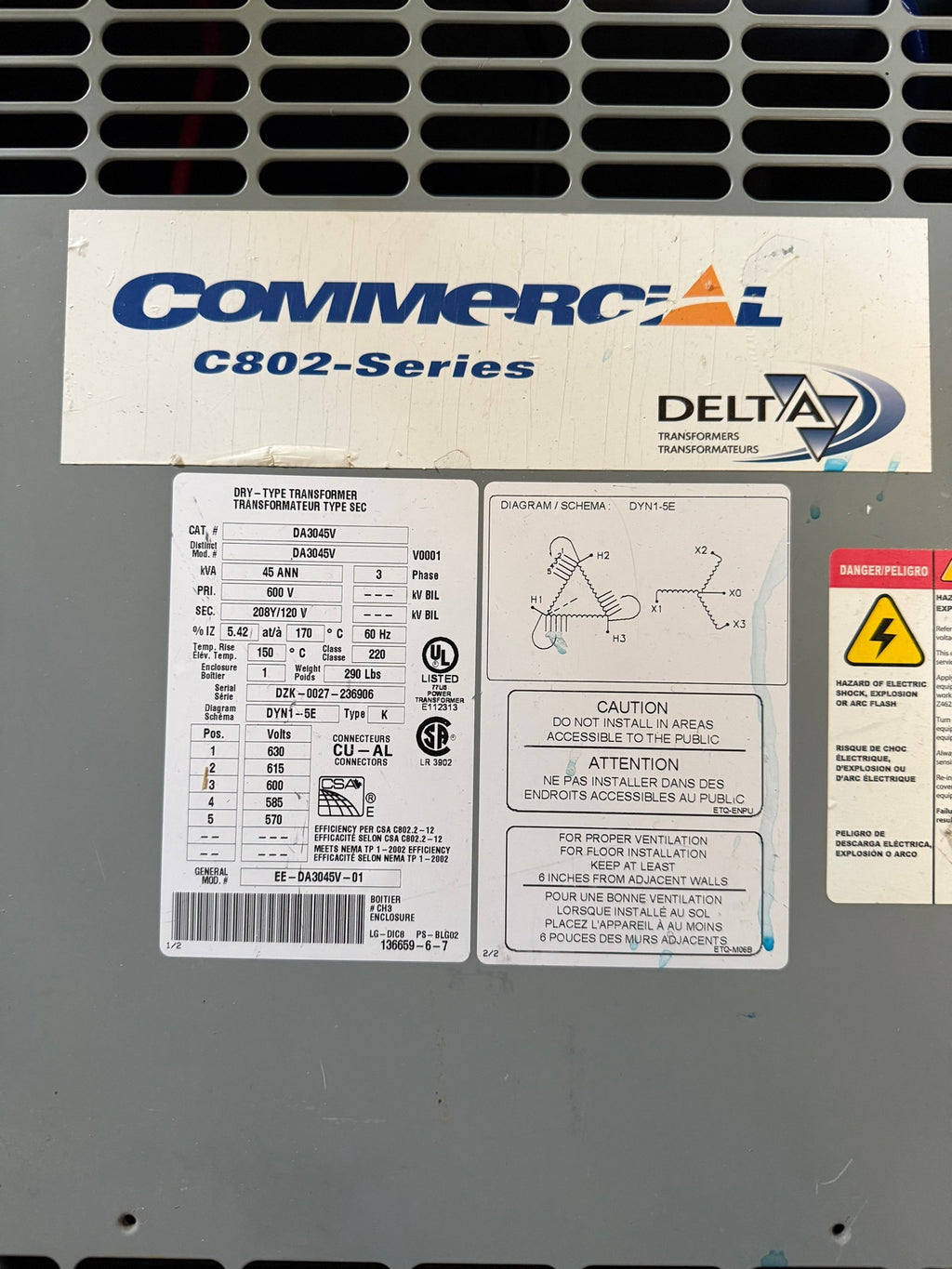 Delta Commercial C802-Series transformer front