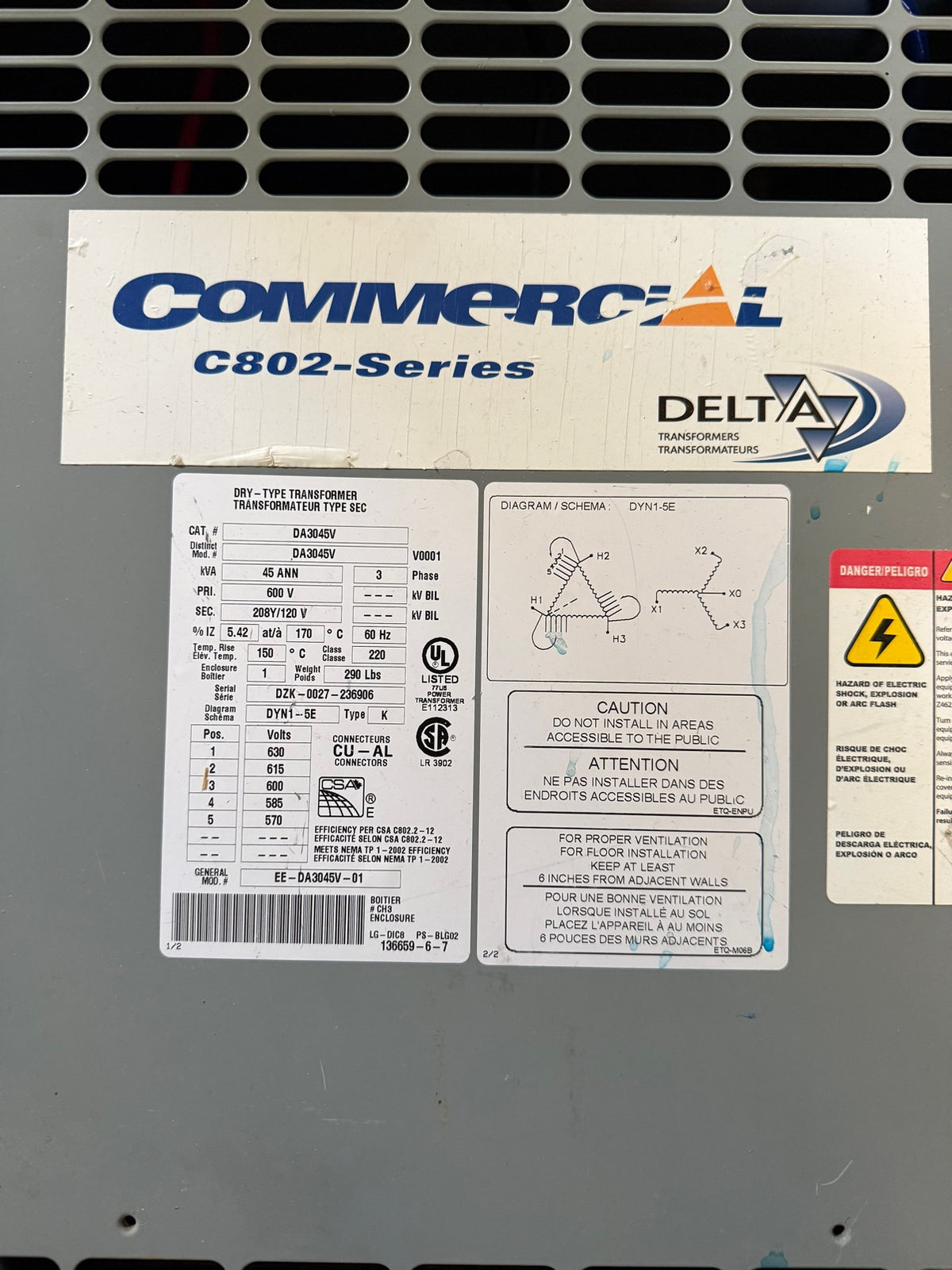 Delta Commercial C802-Series transformer front