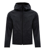 DryFrame DF7655, Dry Tech Water Resistant Fleece Full Zip Hooded Jacket, Black Heather