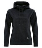 DryFrame DF7656L, Dry Tech Water Resistant Fleece Ladies' Pullover Hoodie, Black Heather