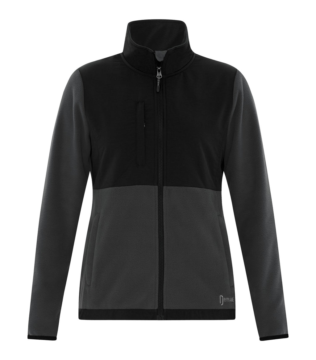 DryFrame DF7670L, Huron Fleece Tech Ladies' Jacket, Asphalt/Black