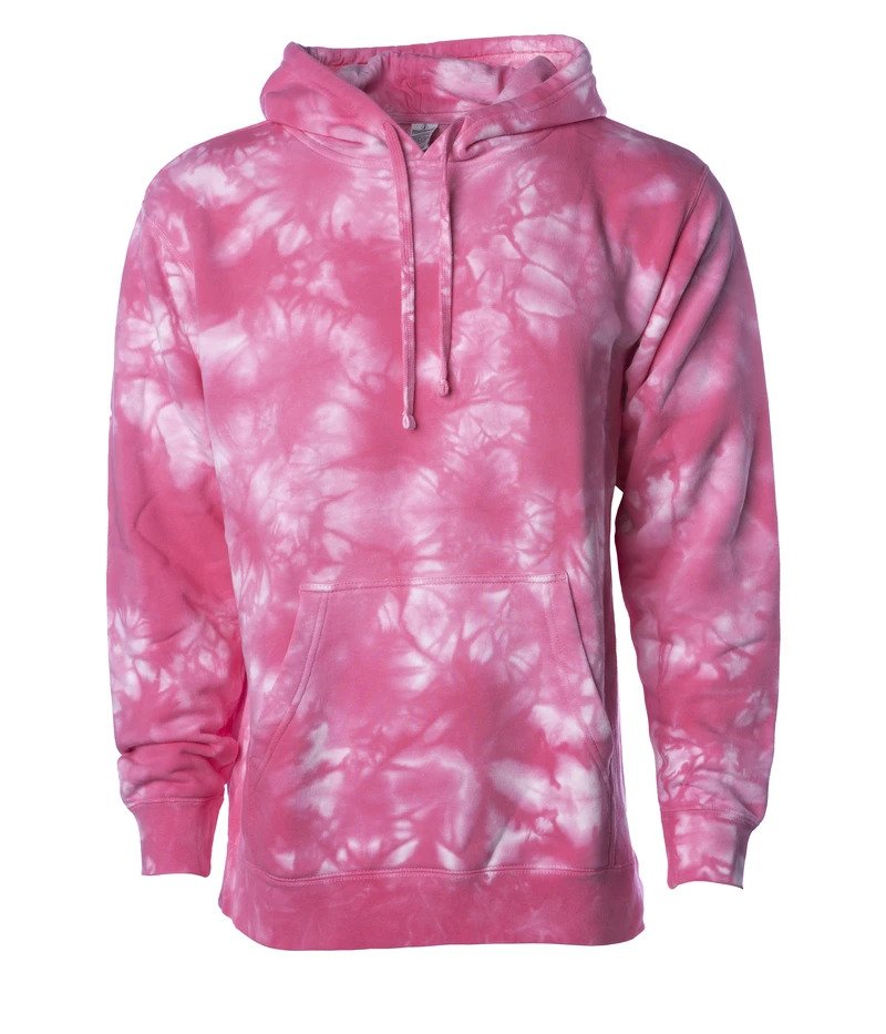 INDEPENDENT PRM4500TD-P1, Prm4500td - Unisex Midweight Tie Dye Hooded Pullover (colors T-t), Tie Dye Pink