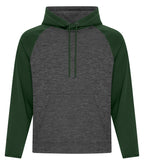 ATC F2047, Dynamic Heather Fleece Two Tone Hoodie, Charcoal Dynamic/Forest Green