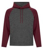 ATC F2047, Dynamic Heather Fleece Two Tone Hoodie, Charcoal Dynamic/Maroon