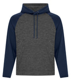 ATC F2047, Dynamic Heather Fleece Two Tone Hoodie, Charcoal Dynamic/True Navy