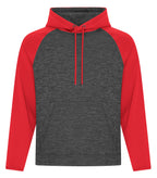 ATC F2047, Dynamic Heather Fleece Two Tone Hoodie, Charcoal Dynamic/True Red